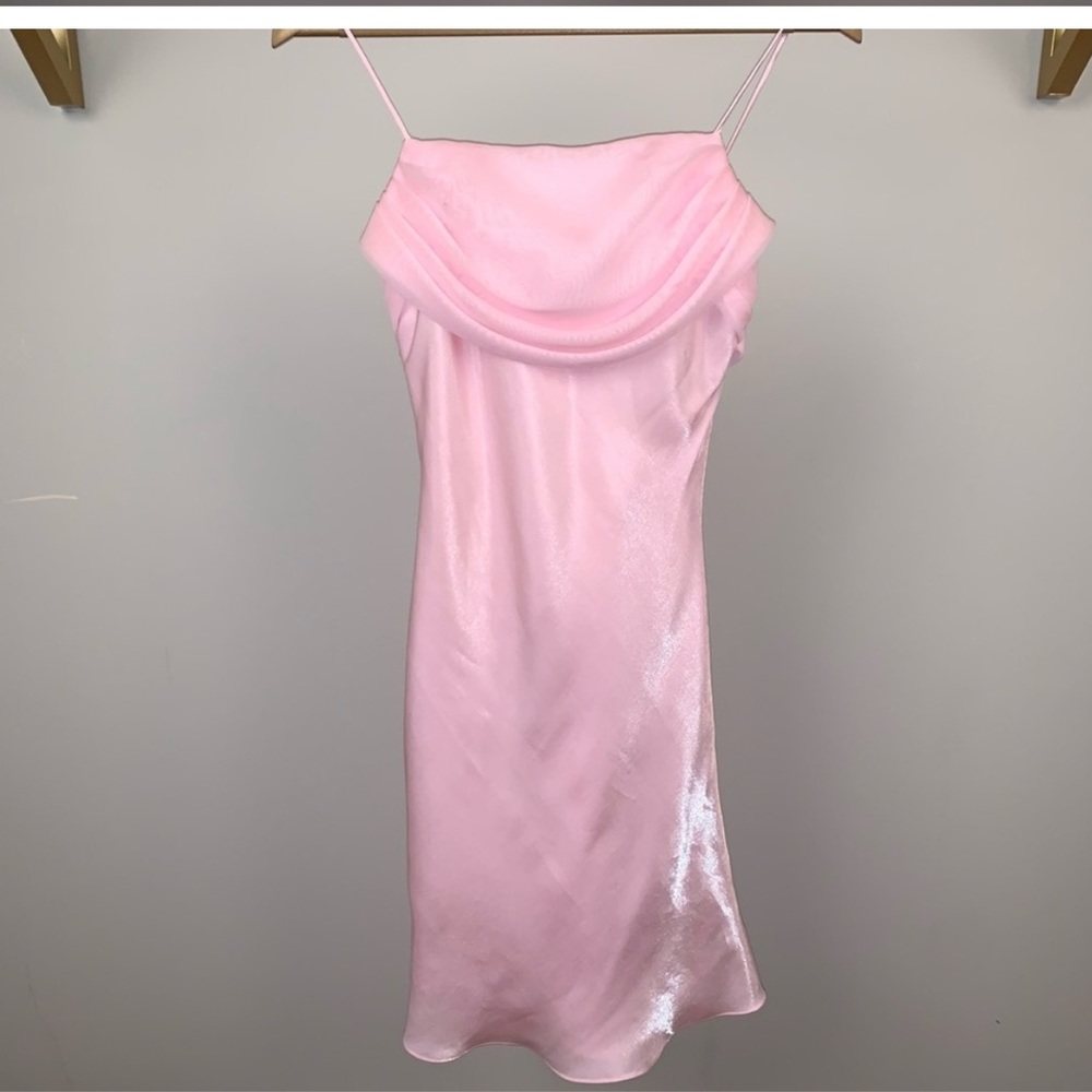 Vintage vtg 90s pink slip dress silk chiffon biased cut xs